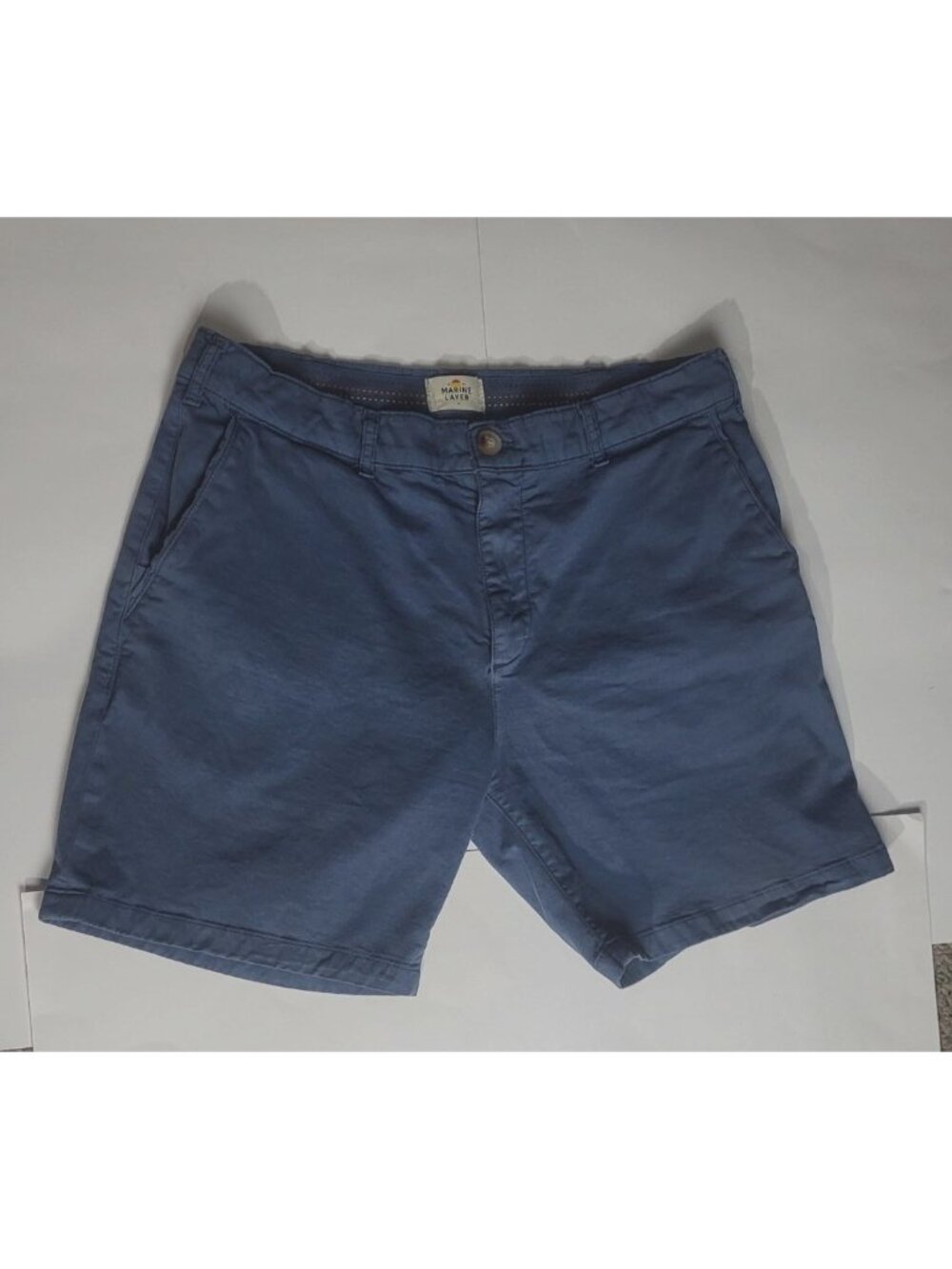 Marine Layer Mens Blue Cotton Chino Khaki Casual Shorts Size W34
